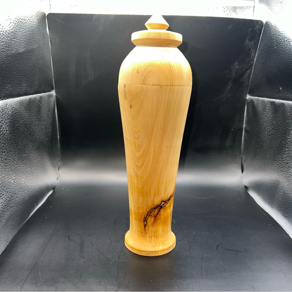 Handmade Wooden Tall Urn H11”